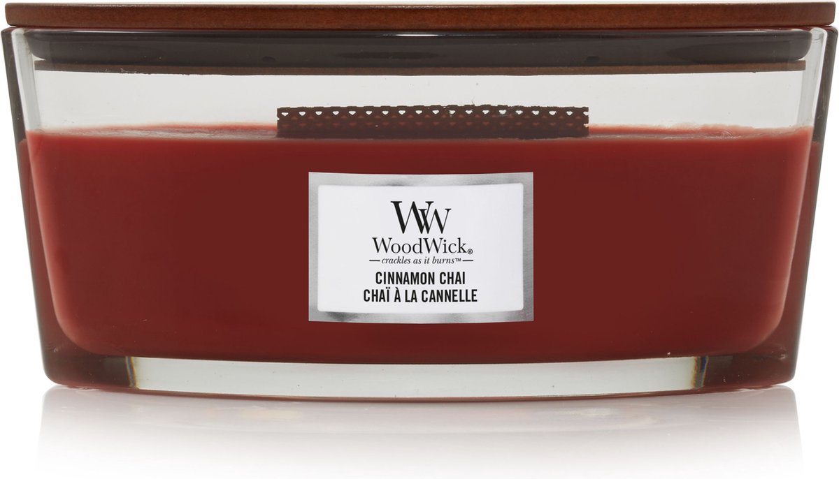 Woodwick heartwick flame ellipse geurkaars - cinnamon chai - 50 branduren