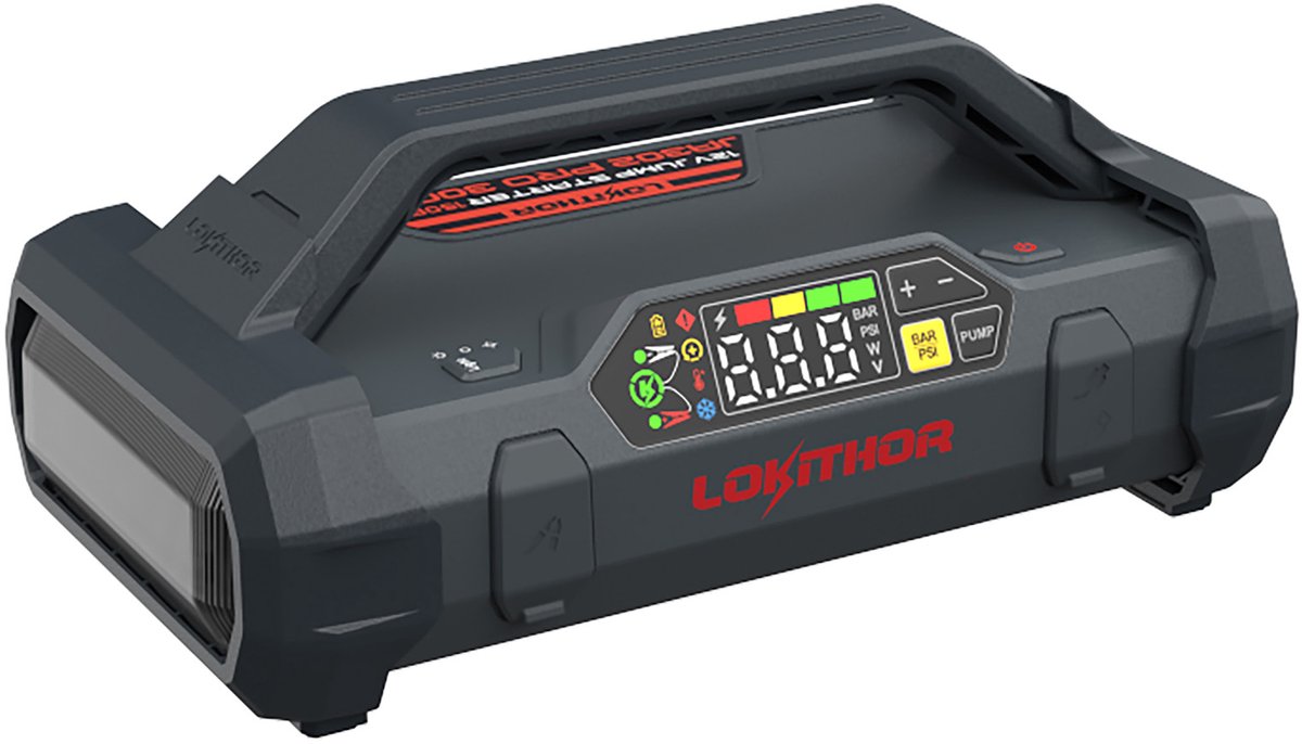 Lokithor jumpstarter ja302 pro - 3000a 12v - luchtcompressor - powerbank - led zaklamp