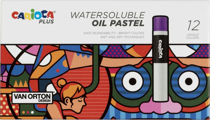 Pastelli a olio Carioca plus - set da 12 colori in scatola di cartone rigido - pastelli a olio morbidi - adatti per: disegno, colorazione e hobby creativi