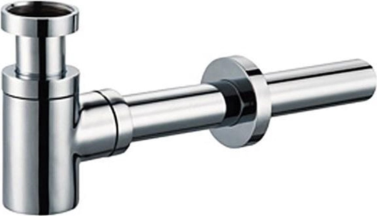 Plieger design bekersifon - 5 4 - met 30 cm muurbuis en rozet - inox