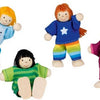 Goki houten poppenhuis poppen flexibel kinderen, 4st.