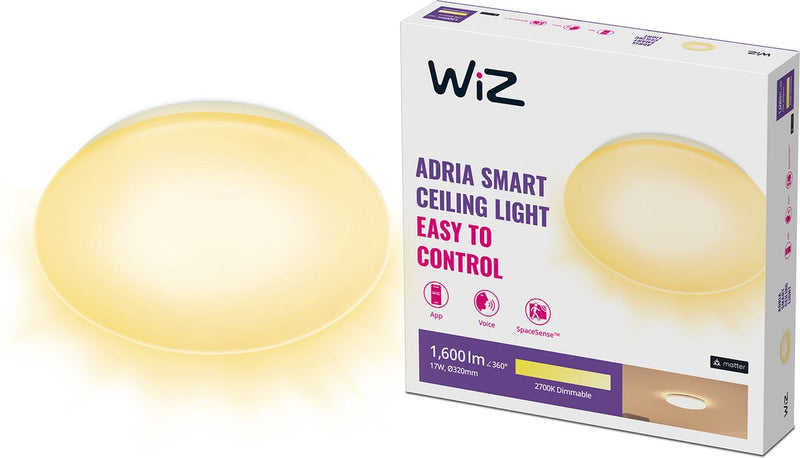 Lámpara de techo Wiz adria - luz blanca cálida - iluminación LED inteligente - LED integrado - 17w - blanco - wi-fi