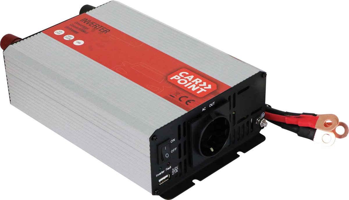Carpoint omvormer 12v naar 230v – 1000w 2000w piek – met usb – beveiligd – ventilator – voor auto, camper caravan