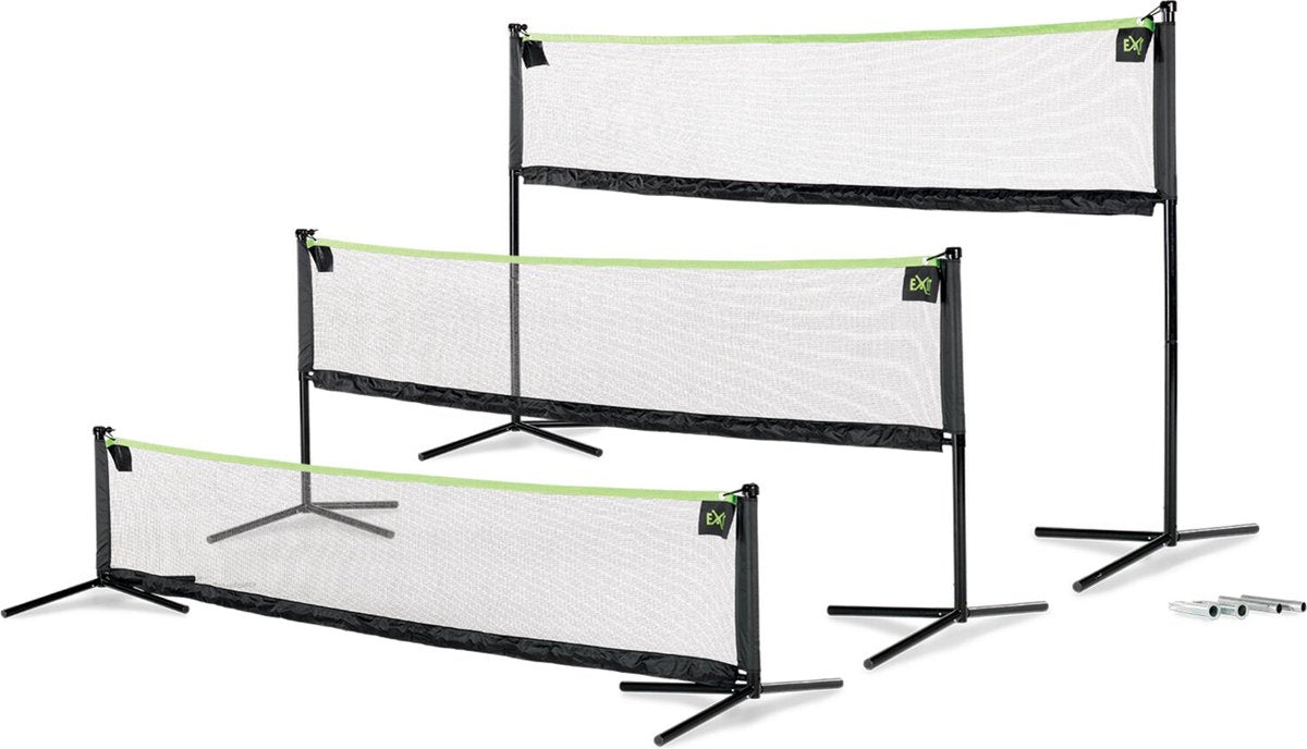 Exit toys exit verstelbaar sportnet 155x300cm - volleybalnet - badmintonnet - tennisnet - in hoogte verstelbaar - buiten - zwart