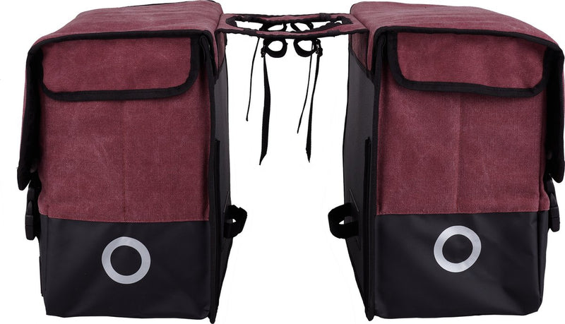 Willex dubbele fietstas - canvas - reflectie - 57 liter - universele bevestiging - purple red matt black