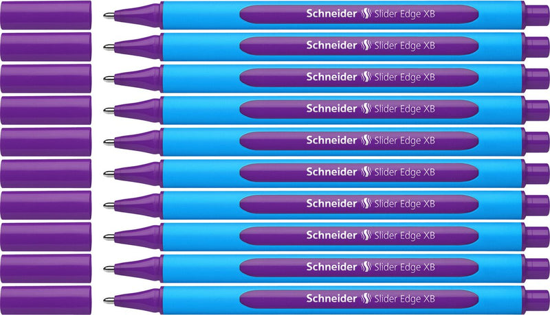 Schneider strumenti di scrittura penna a sfera schneider - bordo scorrevole - xb - viola - 10 pezzi - s-152208-10