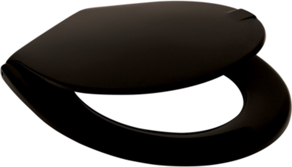 Sedile WC Plieger Kadett - sedile WC di forma universale - duroplast - nero - con coperchio - montaggio in plastica