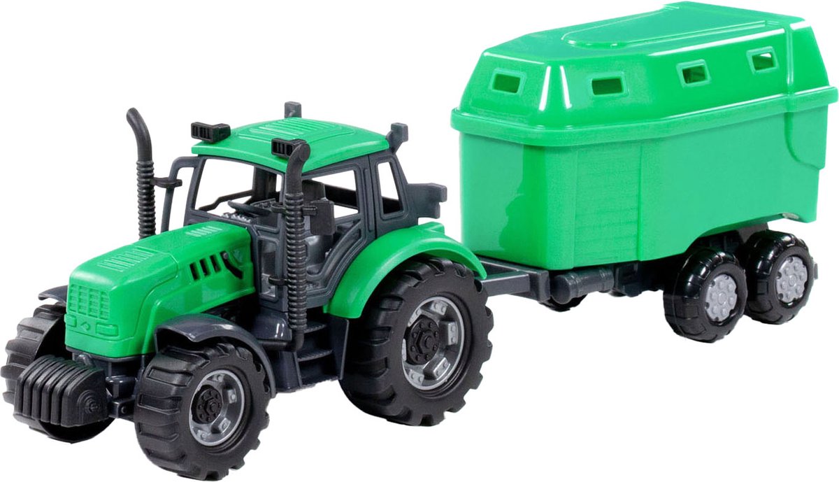 Cavallino Toys Cavallino Tractor con rimorchio per cavalli Verde, Scala 1:32