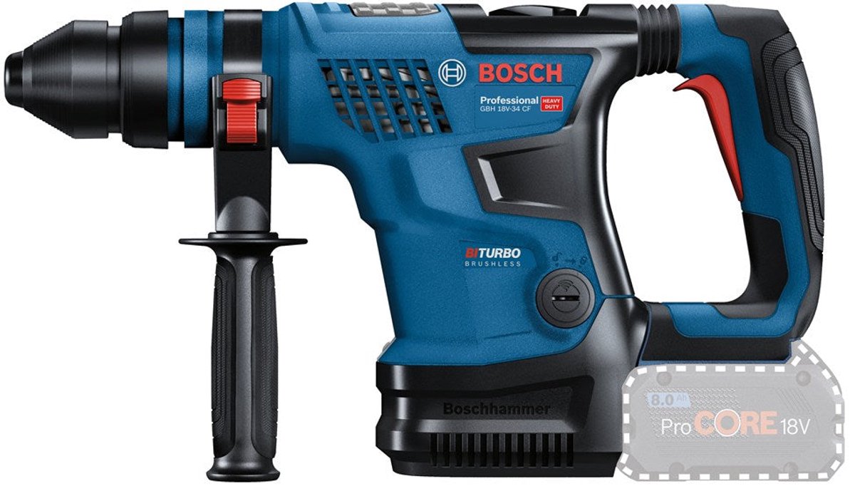 Trapano avvitatore a percussione professionale Bosch blue gbh 18v-34 cf con SDS plus | escl. batteria e caricabatteria - 0611914001