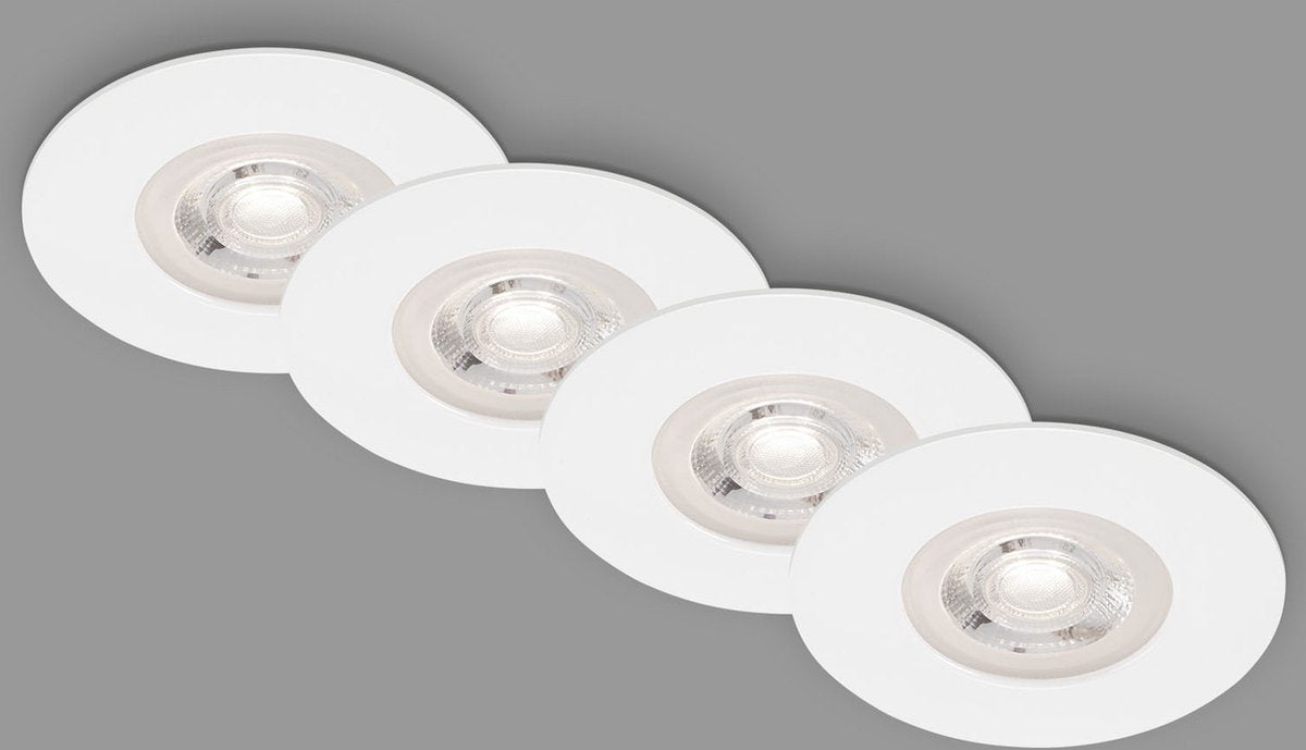 Briloner kulana - set van 4 led inbouwspots - dimbaar - badkamerverlichting - ø9 cm - ip44 - 4.9 w - 480 lm - 3.000 k - wit