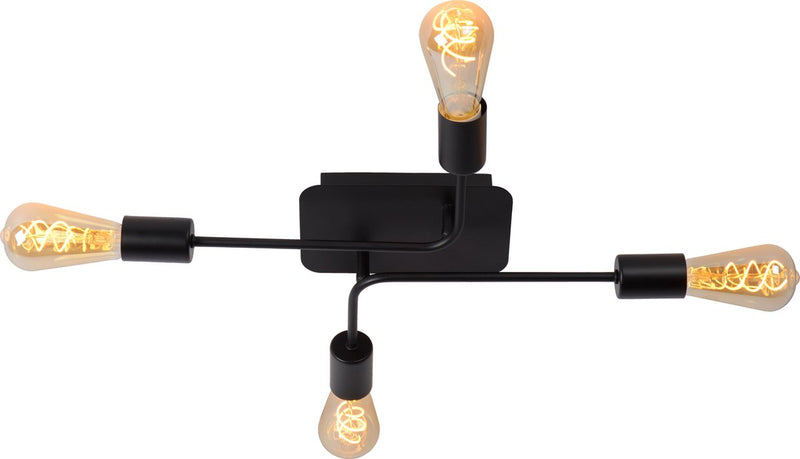 Lucide lester - lampada da soffitto (lampada da soffitto) - 4xe27 - nero