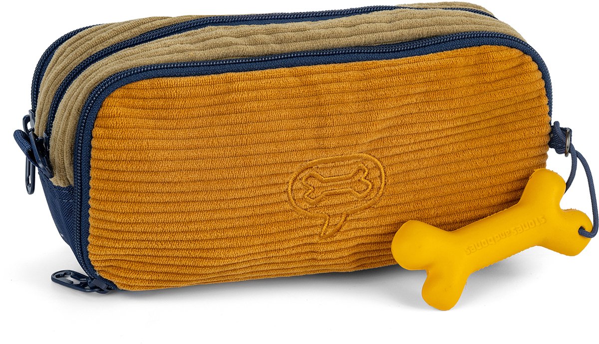 Pietre e ossa Rowan 2.0 - astuccio - astuccio per bambini - 3 scomparti - velluto a coste - kaki miele