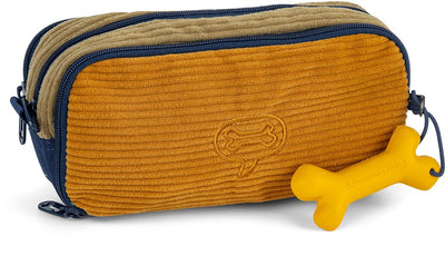 Pietre e ossa Rowan 2.0 - astuccio - astuccio per bambini - 3 scomparti - velluto a coste - kaki miele