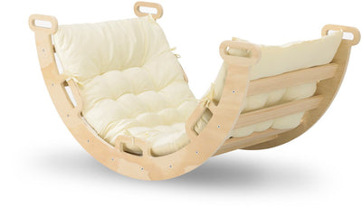 Arco da arrampicata in legno Deryan con cuscino – Ponte da arrampicata – Struttura da arrampicata Montessori – Legno naturale – Giochi per bambini