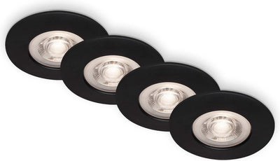 Briloner kulana - juego de 4 focos empotrables LED - regulable - iluminación del baño - ø9 cm - ip44 - 4,9 w - 480 lm - 3.000 k - negro