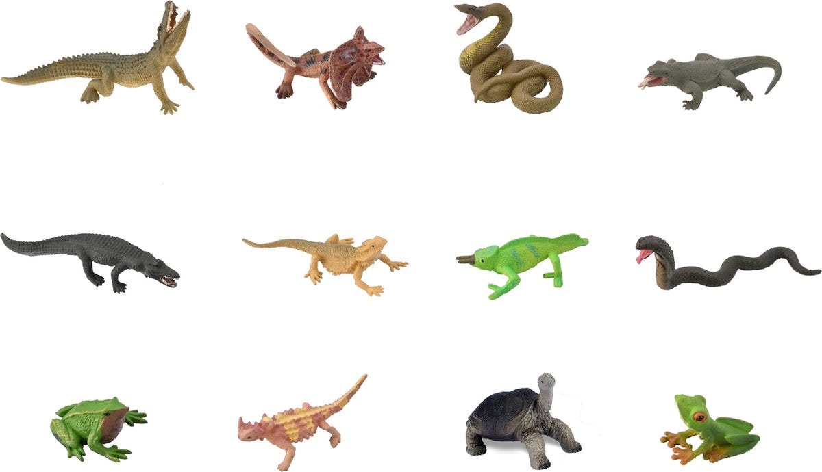 Mini set de figuras Collecta - 12 reptiles y anfibios - reptiles - pintados a mano - miniatura