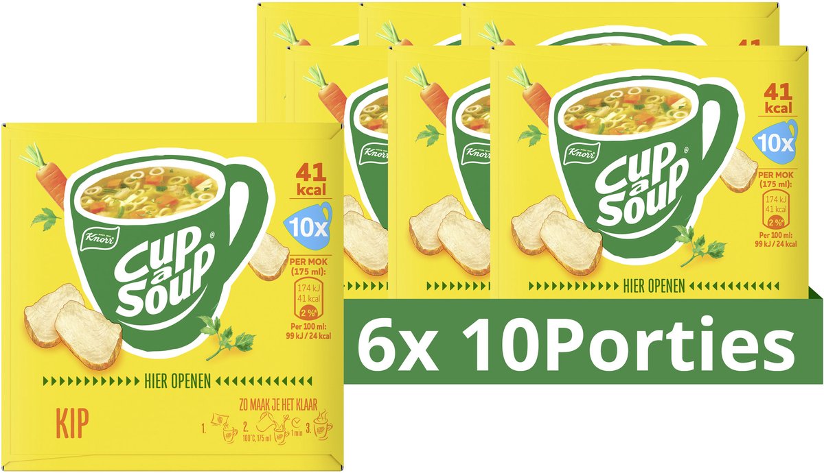 Knorr cup a soup - kip - zonder smaakversterkers, kleurstoffen en conserveermiddelen - 60 porties