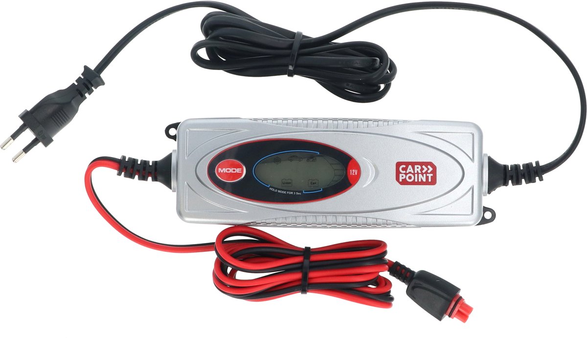 Cargador de batería carpoint bx-1d 12v - totalmente automático - ciclo de carga en 7 pasos - pantalla clara - litio 3,8 amperios