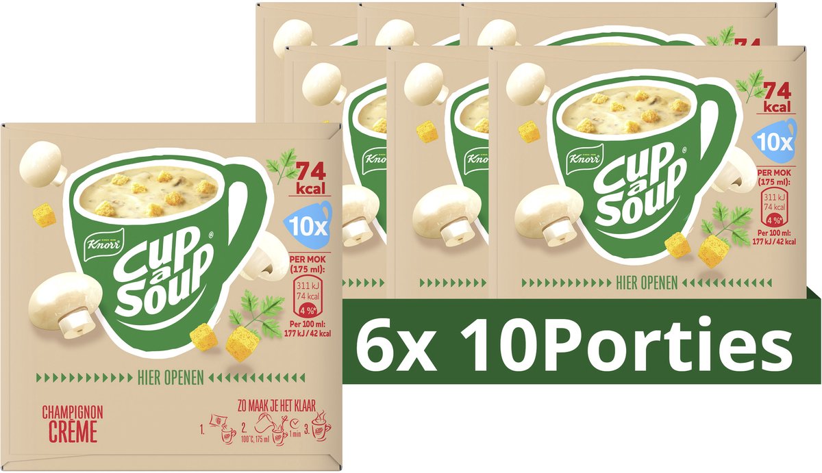 Knorr cup a soup - champignon crème - zonder smaakversterkers, kleurstoffen en conserveermiddelen - 60 porties