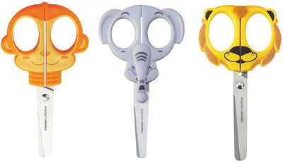 Vaessen creative • set di forbici per bambini scimmia elefante leone 3 pz.