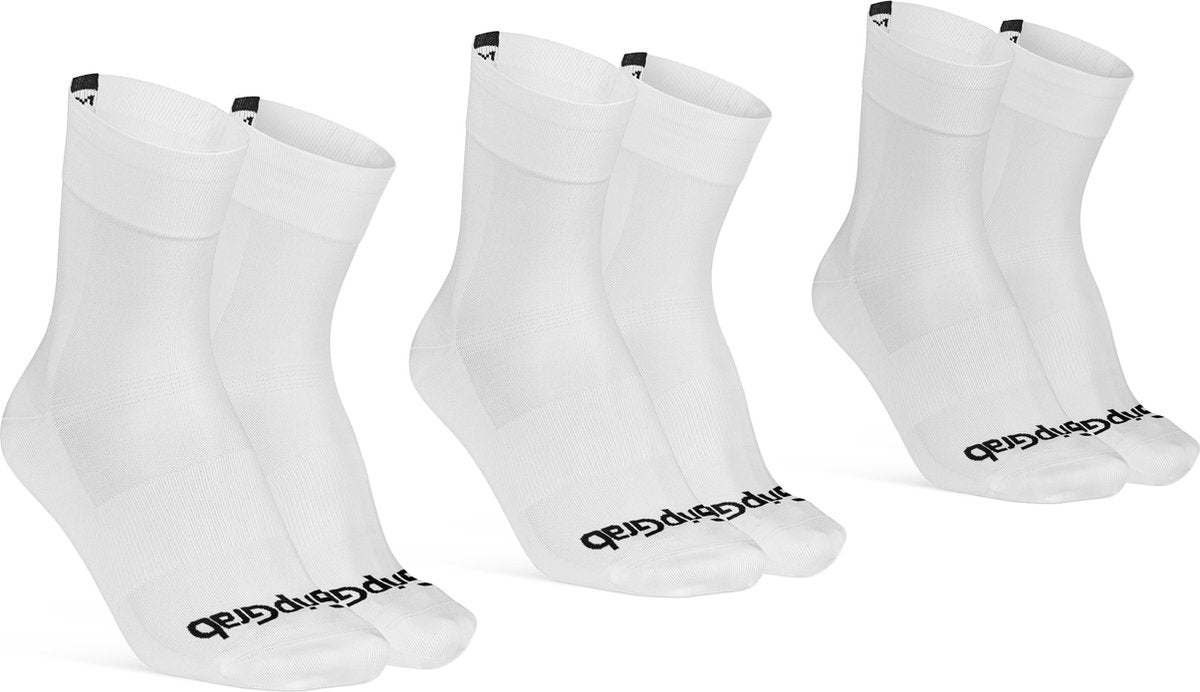 Gripgrab - lightweight sl 3pack performance zomer fietssokken 3 paar coolmax wielersport sokken regular cut - wit - unisex - maat m (41-44)