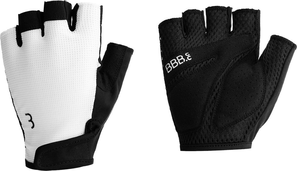 Bbb cycling coolsupport - fietshandschoenen zomer - 15 - 25 °c - medium padding - antislip handpalm - unisex wielrenhandschoenen - wit