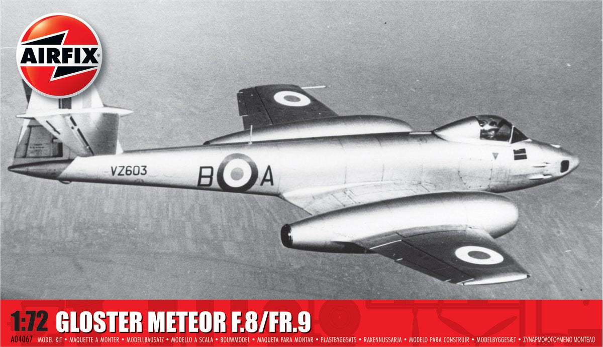 Airfix modelbouwpakket militaire voertuigen - 04067 gloster meteor f.8 fr.9 - straaljager plastic - 1:72 - modelbouw