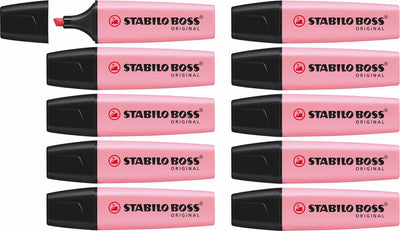 Stabilo boss original pastel - resaltador - rosa empolvado - caja de 10 piezas