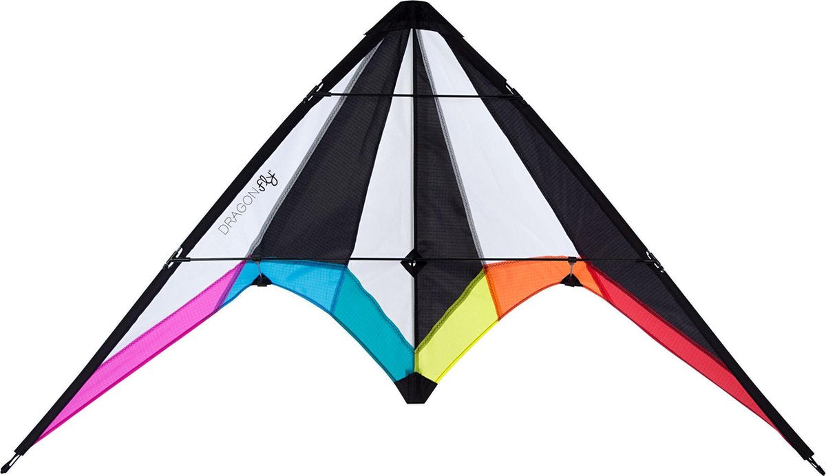 Cometa acrobática Dragon Fly - bise 115 - negro blanco rosa azul petróleo