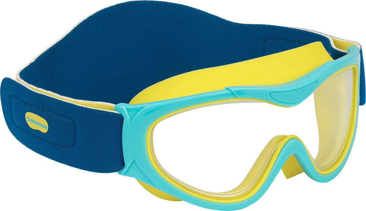 Waimea zwembril - kinderen - neopreen band - blauw geel - anti-condens