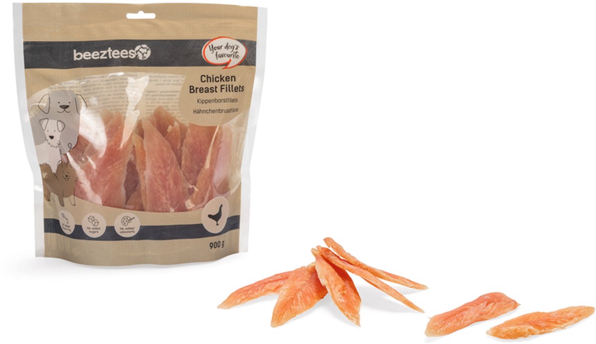 Filetti di petto di pollo Beeztees - snack per cani - snack premio - confezione risparmio - 900 gr