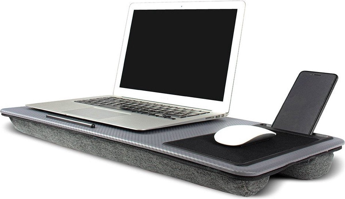Ingenious gifting - laptoptafel multifuctioneel - schootbureau - muismat en telefoonhouder - carbon
