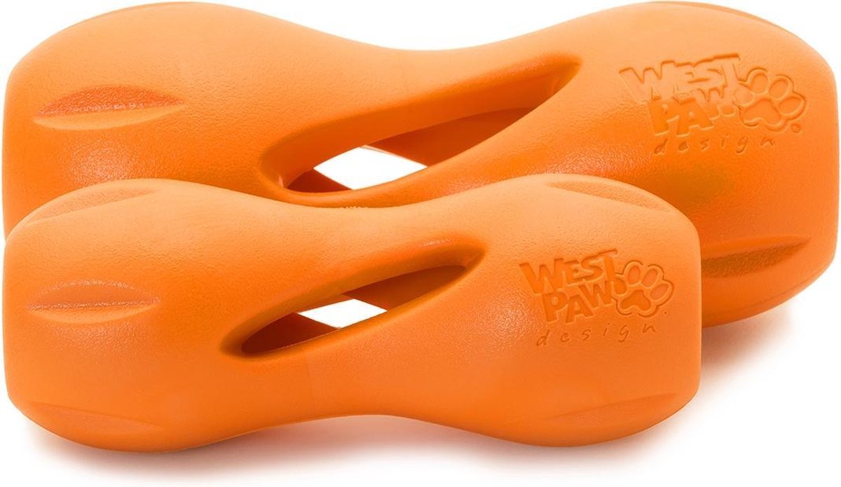 Zogoflex west paw qwizl - giocattolo per cani - extra forte - riempibile con crocchette - arancione - piccolo - 14 cm