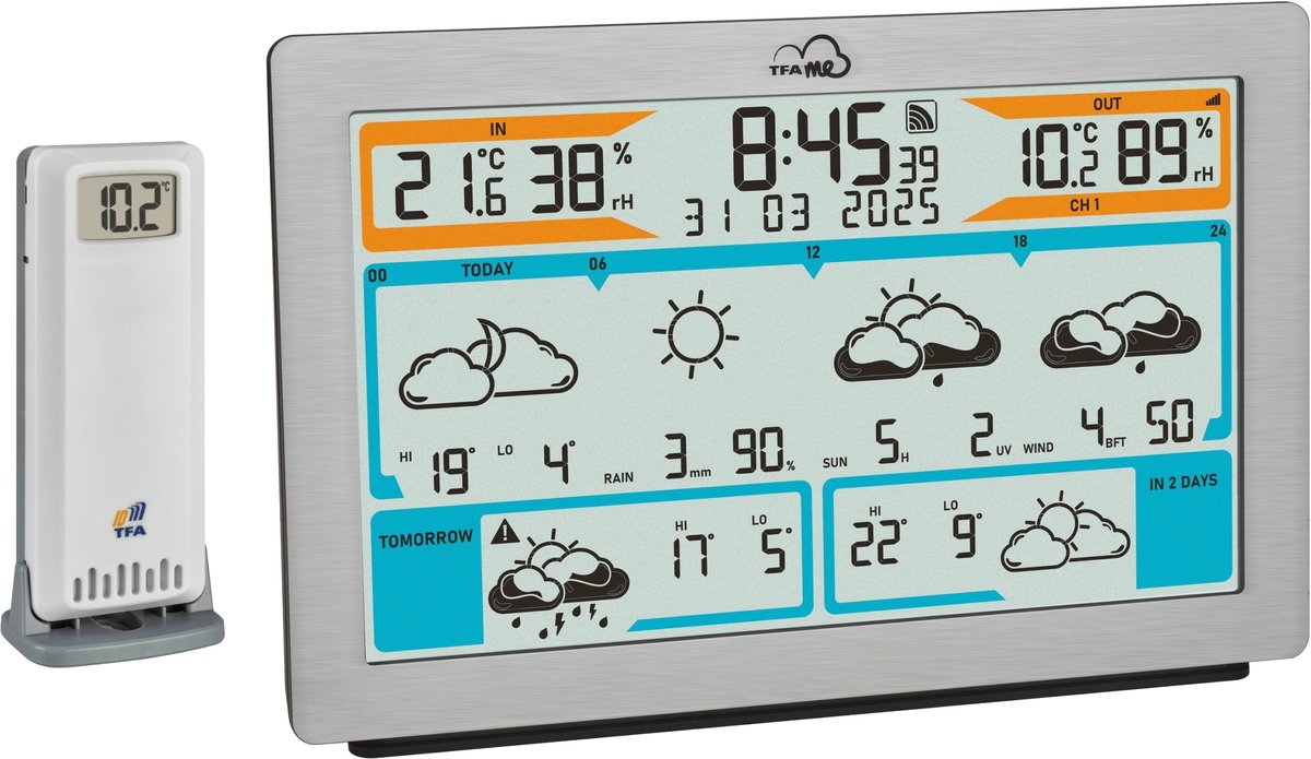Tfa dostmann tfa.me id-02 35.8100.54 Stazione meteo WiFi previsione per 6 giorni numero di sensori max.: 5