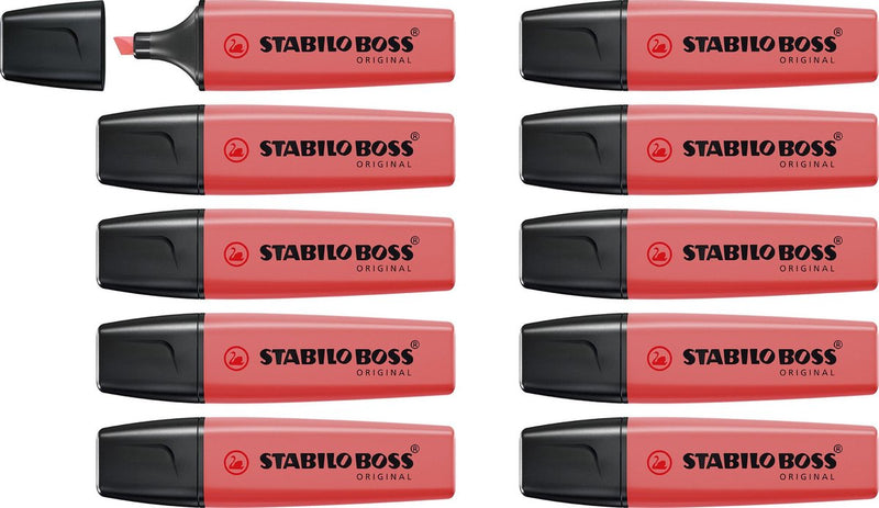 Stabilo boss original - resaltador - máxima calidad - rojo - caja de 10 piezas