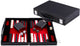 Backgammon Longfield de 11 pulgadas - tablero cosido en rojo, negro y blanco - estuche de cuero artificial con asa - corazón de ángel