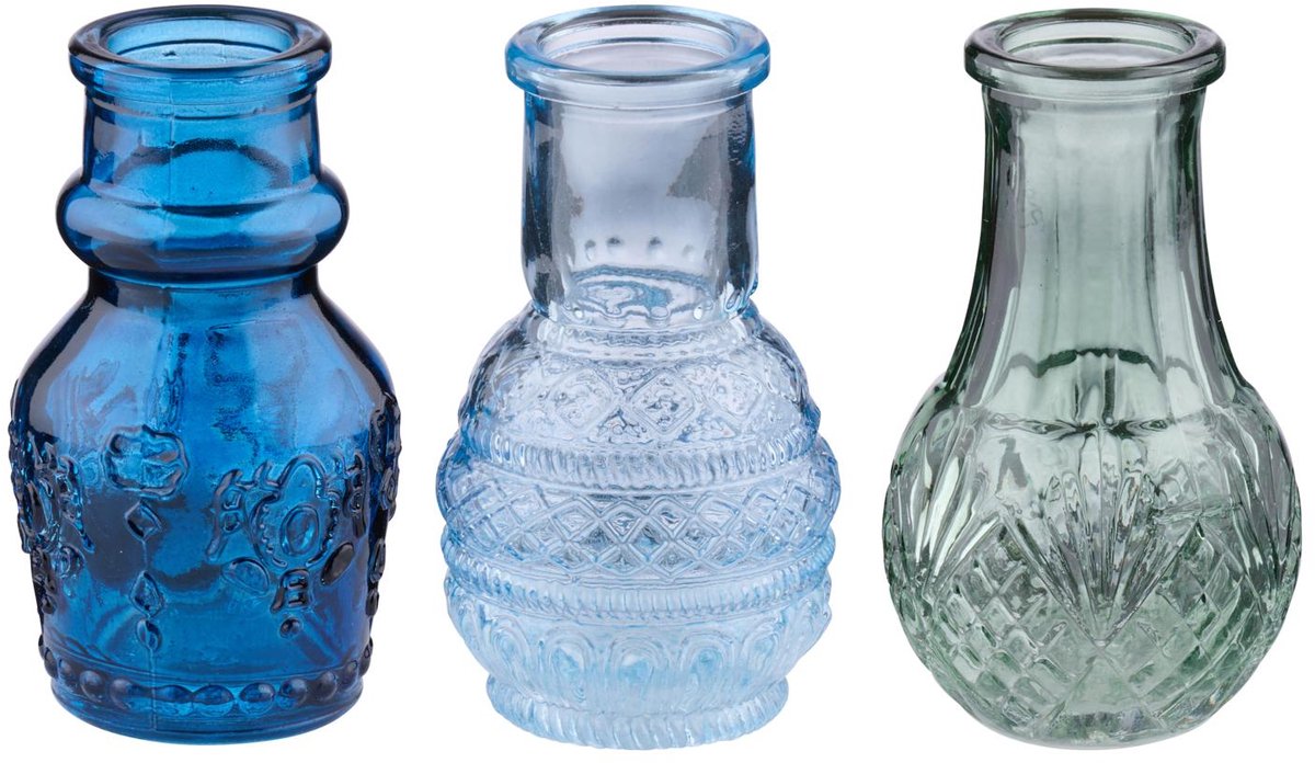 Arti casa vaasjes set van 3 - mini glazen vaasjes - 4 x 8 cm