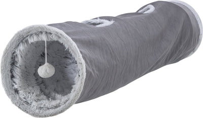 Trixie Cats Play Tunnel Harvey Velor Plush Grey