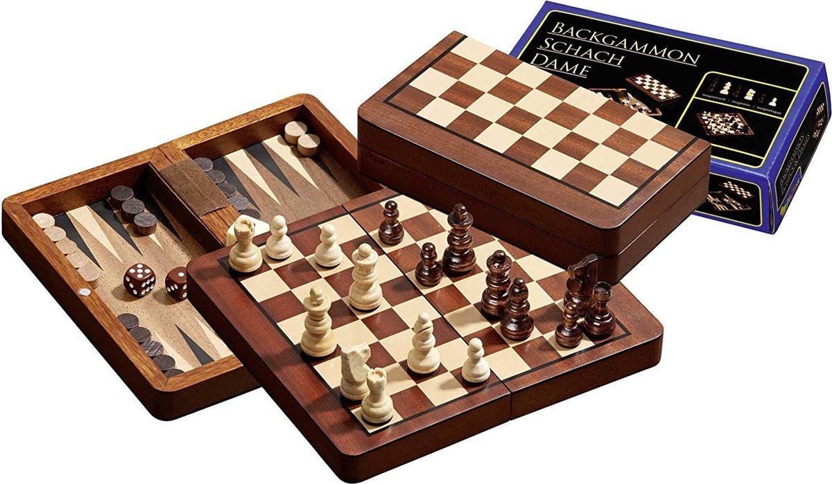 Philos travel ajedrez checker backgammon casete campo 18 mm altura rey 37 mm magnético phi-2517