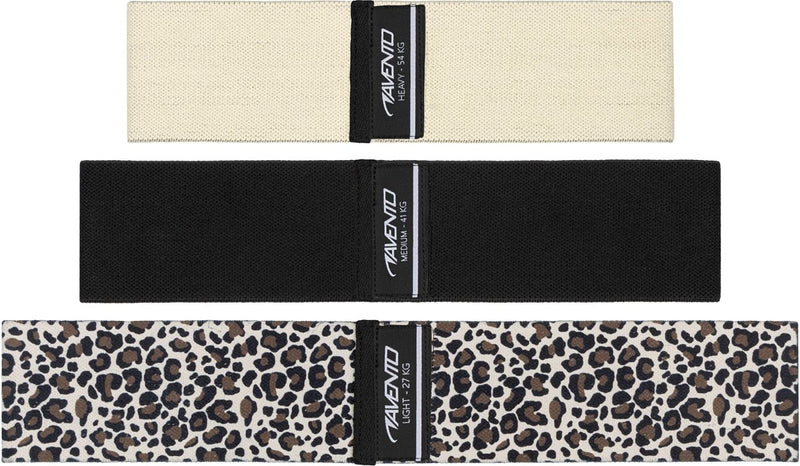 Juego de bandas de resistencia Avento - 3 piezas - banda para botín - banda de resistencia - algodón - leopardo beige negro