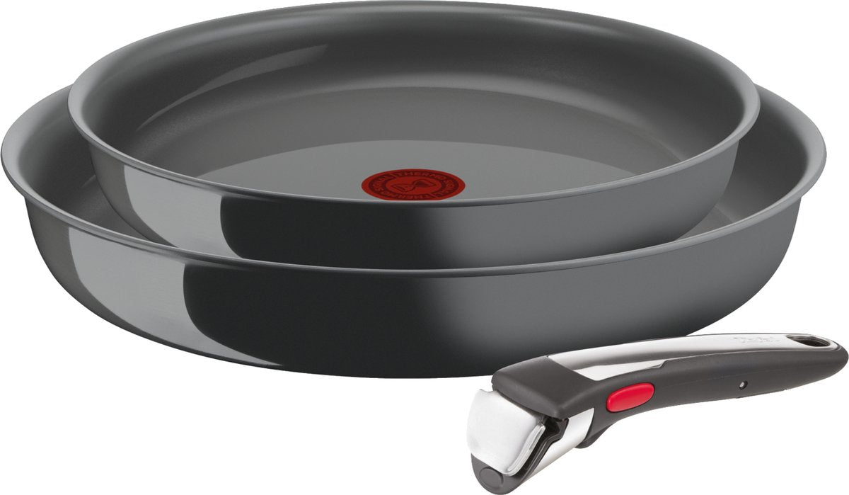Tefal ingenio renew - pannenset - 3-delig - pfas-vrij - keramisch - inductie - stapelbaar - afneembare handgreep