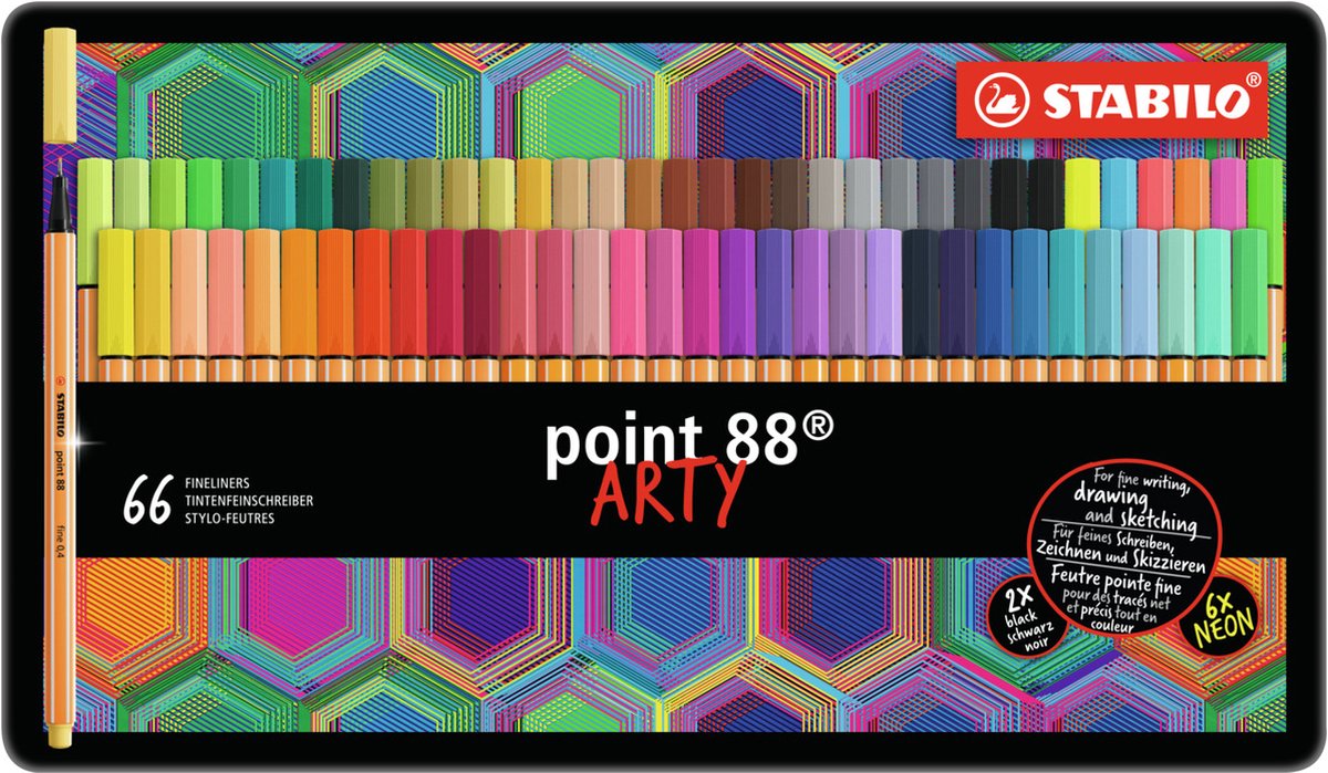 Stabilo Point 88 Arty Metal Box Fineliners, 66º.