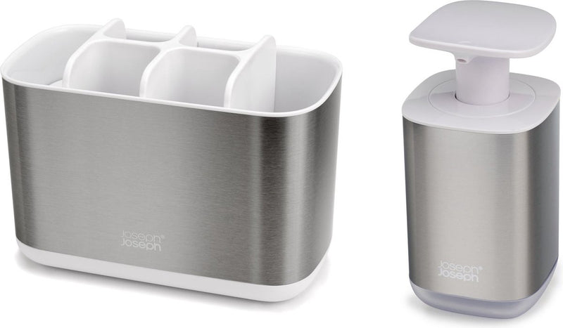 Organizer da bagno Joseph Joseph - accessori da bagno - set di 2 - acciaio inossidabile - bianco argento