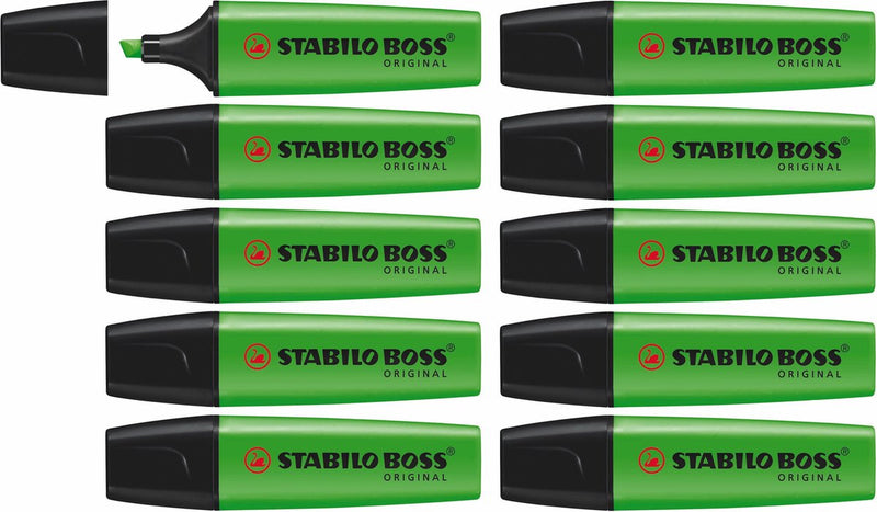 Stabilo boss original - resaltador - máxima calidad - verde - caja de 10 piezas