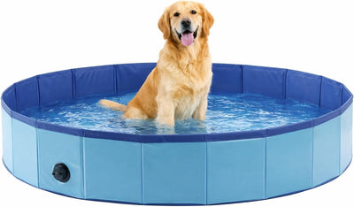 Piscina para perros Flamingo 160 cm - piscina grande plegable para perros - piscina para perros - azul - piscina refrescante - sin bomba de aire