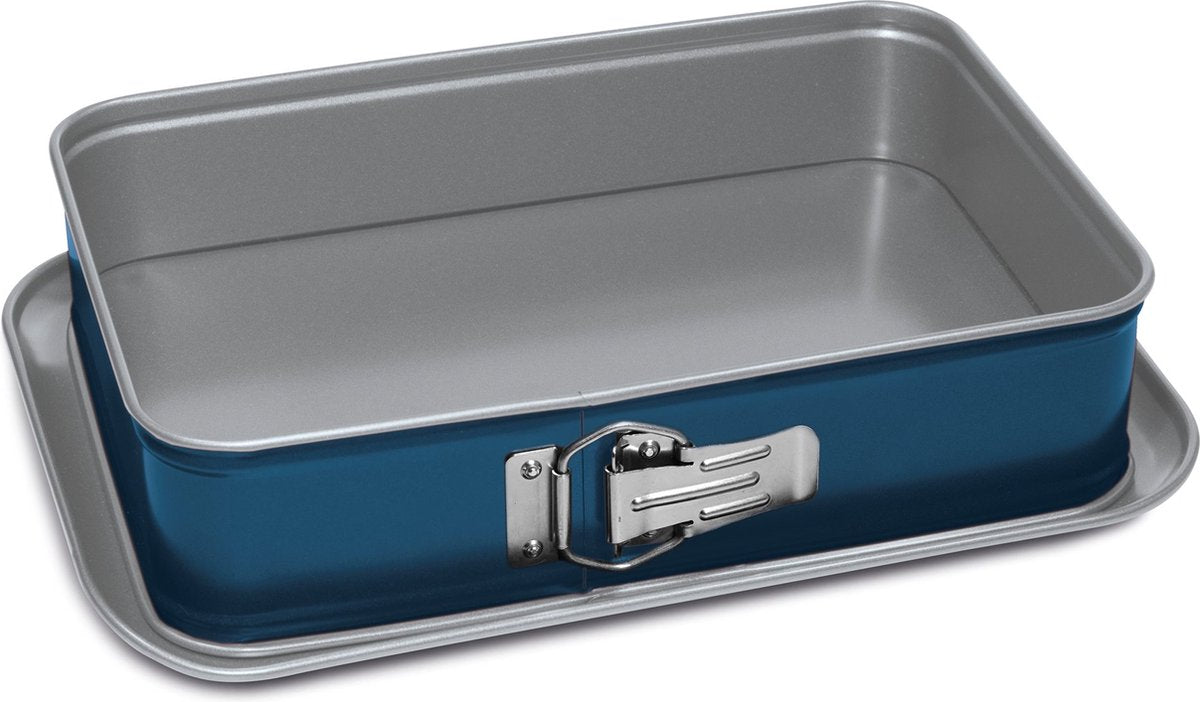 Guardini xbake springvorm - cakeblik - taartvorm - cakevorm - springvorm 24 cm - springvorm rechthoek - bakvorm 24x7 cm - staal - blauw zilver