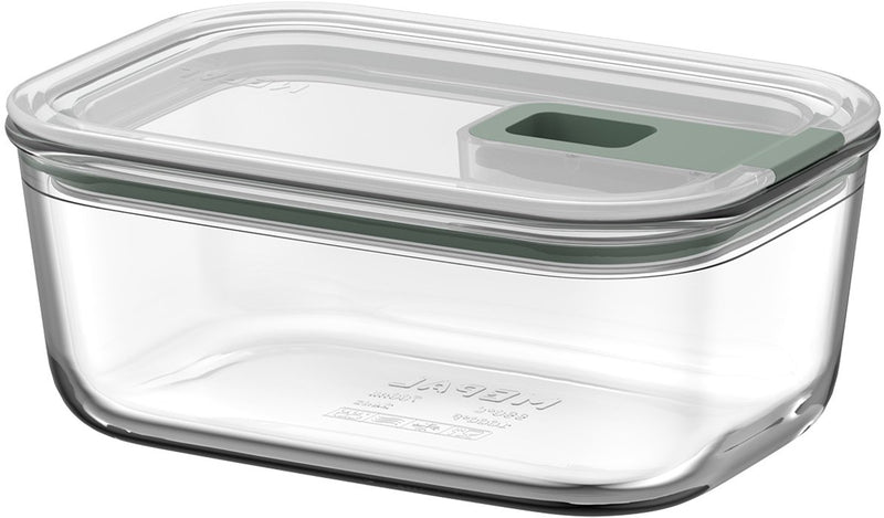 Recipiente para alimentos de vidrio Mepal easyclip - 700 ml - Recipiente para alimentos de vidrio con cierre deslizante - Apto para microondas. horno (de vapor). frigorífico y congelador - salvia nórdica