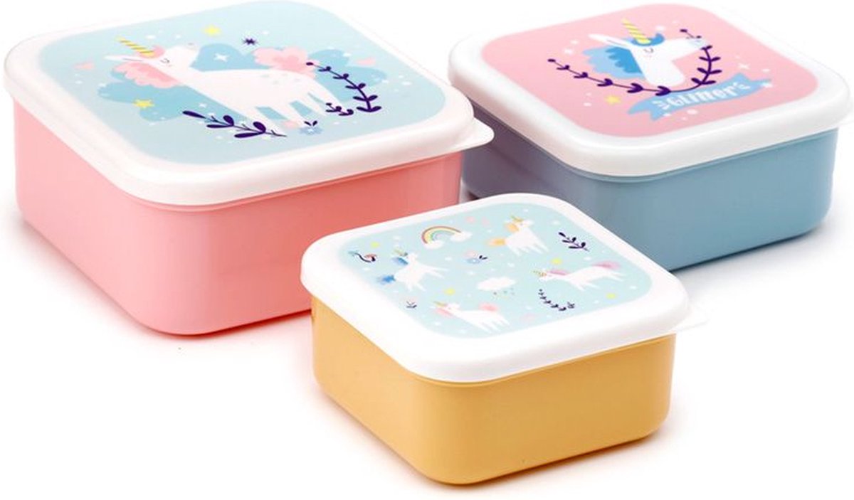 Establecer 3 lonchera s m l unicornio magia