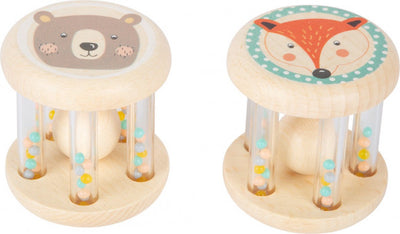 Animal de sonajero de madera de pie pequeño, juego de 2