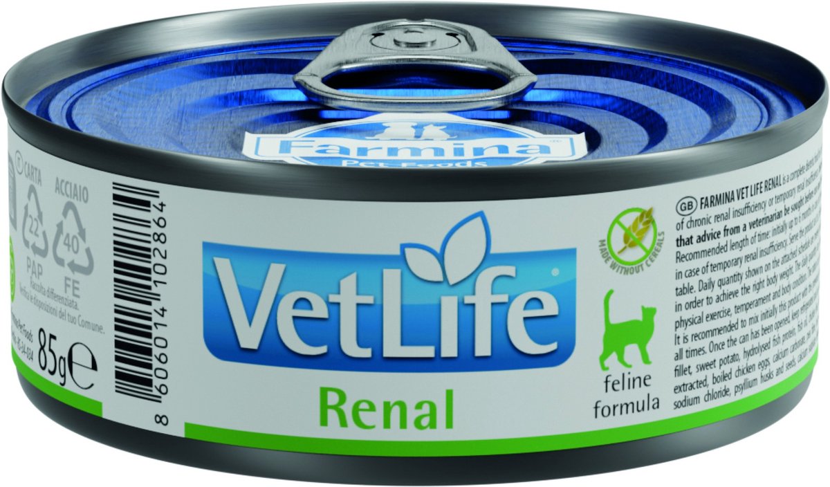 Cibo per gatti senza marchio farmina vet life diet renale pollo patate 85 g
